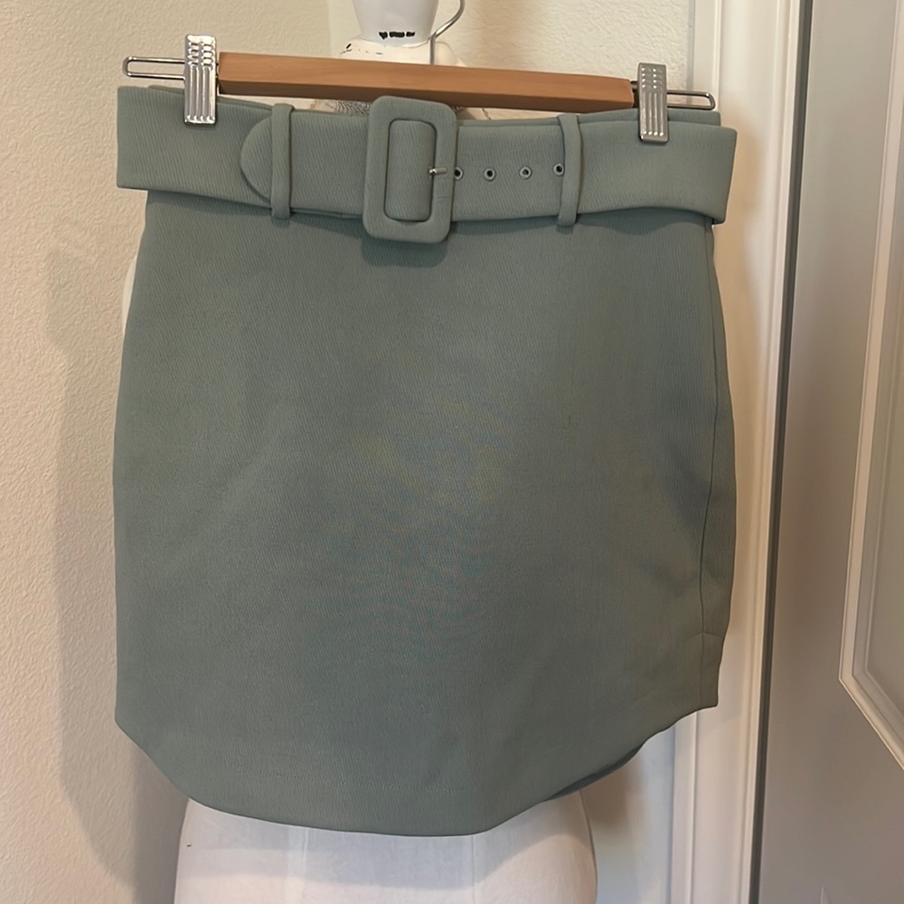 NWT & Other Stories Sage Green Belter Mini Skirt - Size 2